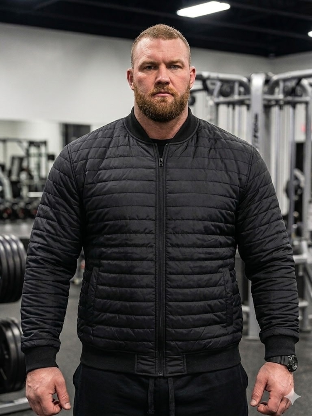 Men's Quilted Bomber Jacket - Black